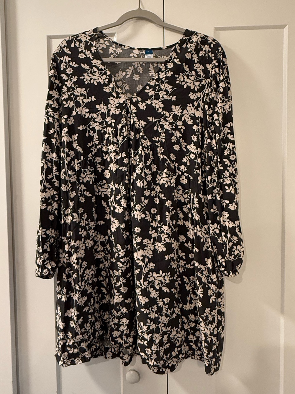 Gray with cream floral Babydoll mini dress